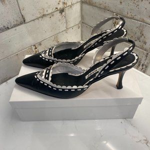Manolo Blahnik Black & White Slingback Heel - Barely Worn.